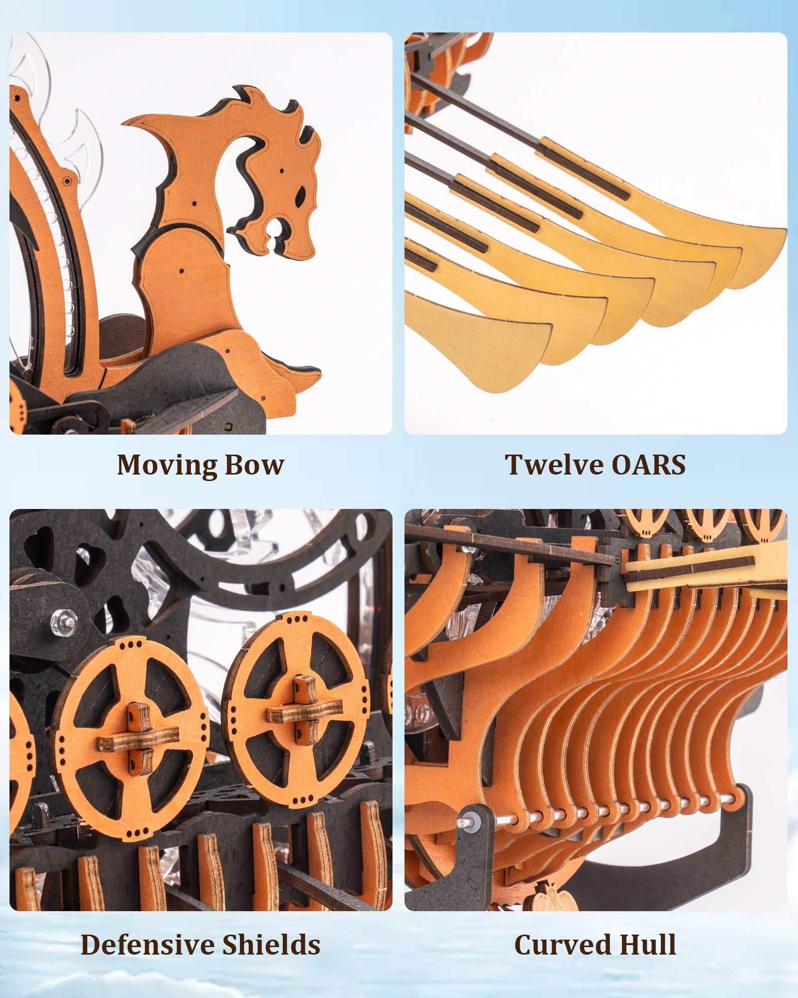 Viking Dragon Ship – ROKR Mechanical 3D Wooden Puzzle - Artyhabit