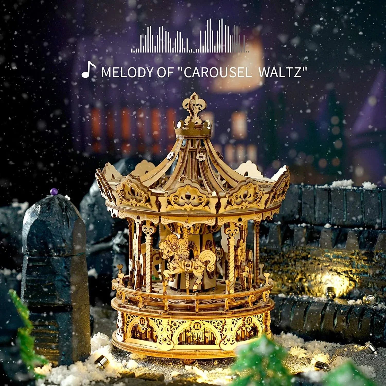 Romantic Carousel – 3D Wooden Puzzle Music Box Kit - Artyhabit