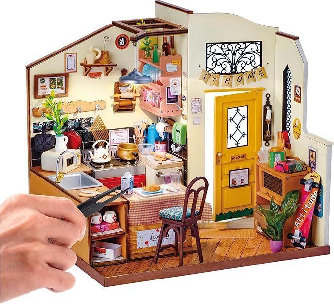 Happy Kitchen Miniature Dollhouse – DIY Puzzle Kit with LED - Artyhabit