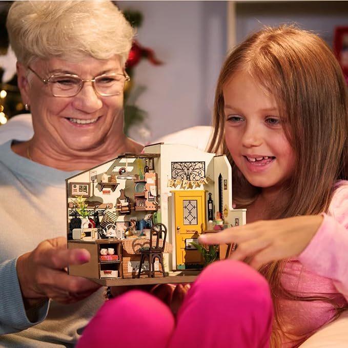 Happy Kitchen Miniature Dollhouse – DIY Puzzle Kit with LED - Artyhabit