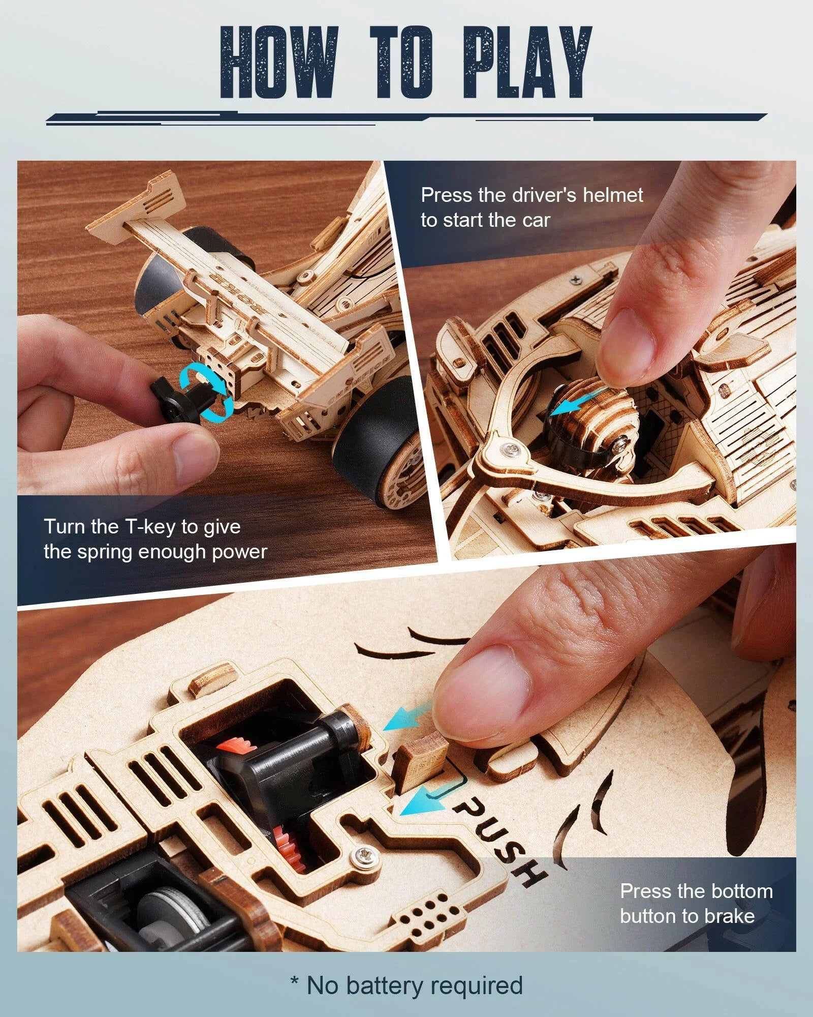 3D Wooden Racing Car Puzzle – Mechanical Model Kit with Roaring Engine - Artyhabit