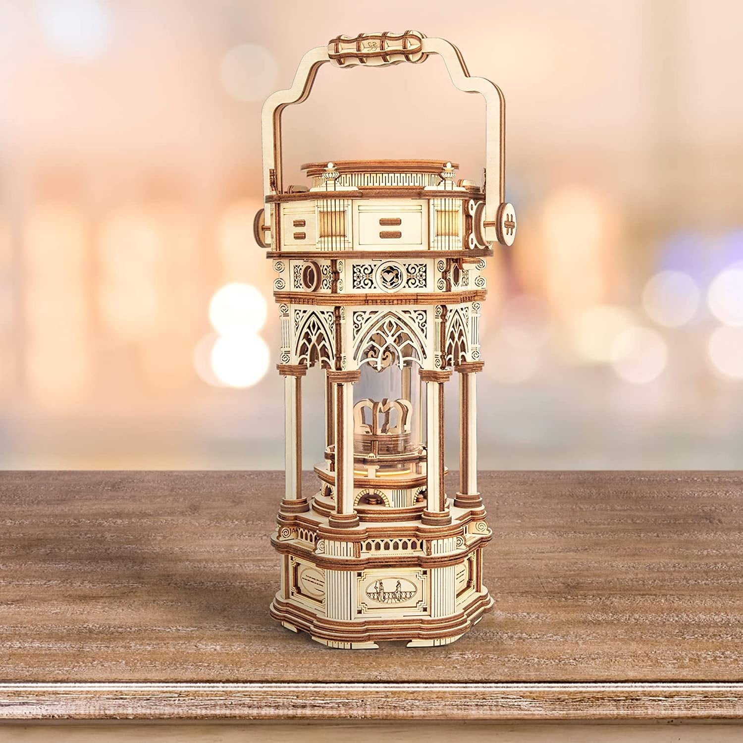 ROKR Victorian Lantern DIY Music Box 3D Wooden Puzzle Kit – Mechanical Model with Lights & Music - Artyhabit