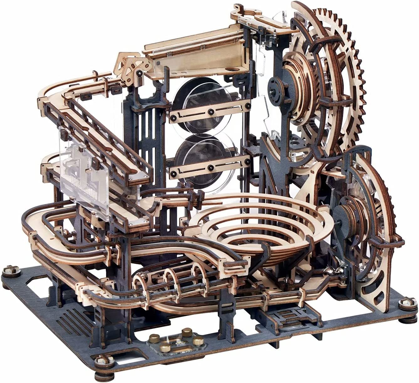 ROKR Marble Night City 3D Wooden Puzzle Kit – Mechanical Marble Run with Lights (LGA01) - Artyhabit