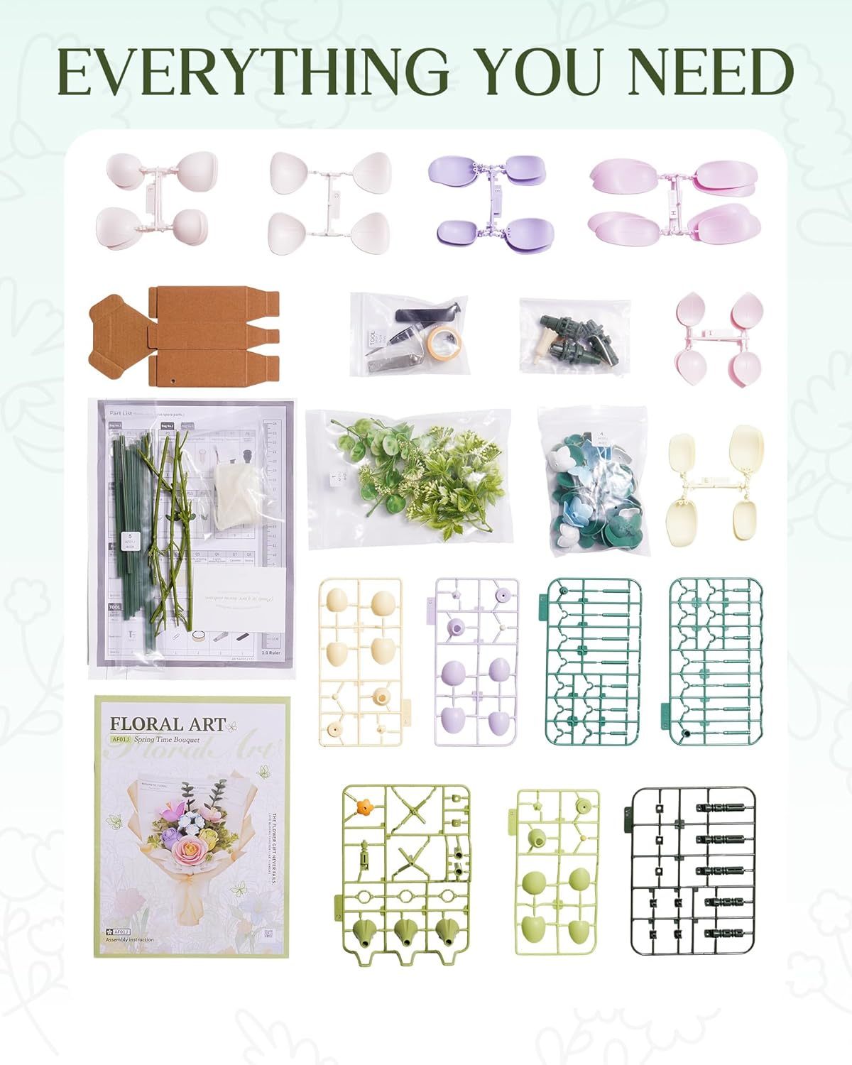Spring Time Bouquet – 3D Plastic Flower Puzzle Kit - Artyhabit