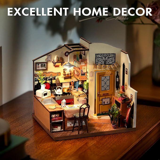 Happy Kitchen Miniature Dollhouse – DIY Puzzle Kit with LED - Artyhabit