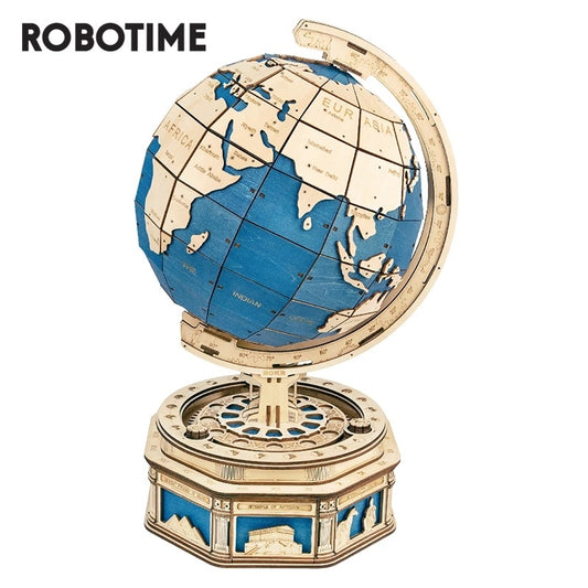 ROKR Globe Earth 3D Wooden Puzzle Kit – Rotating World Map Model - Artyhabit