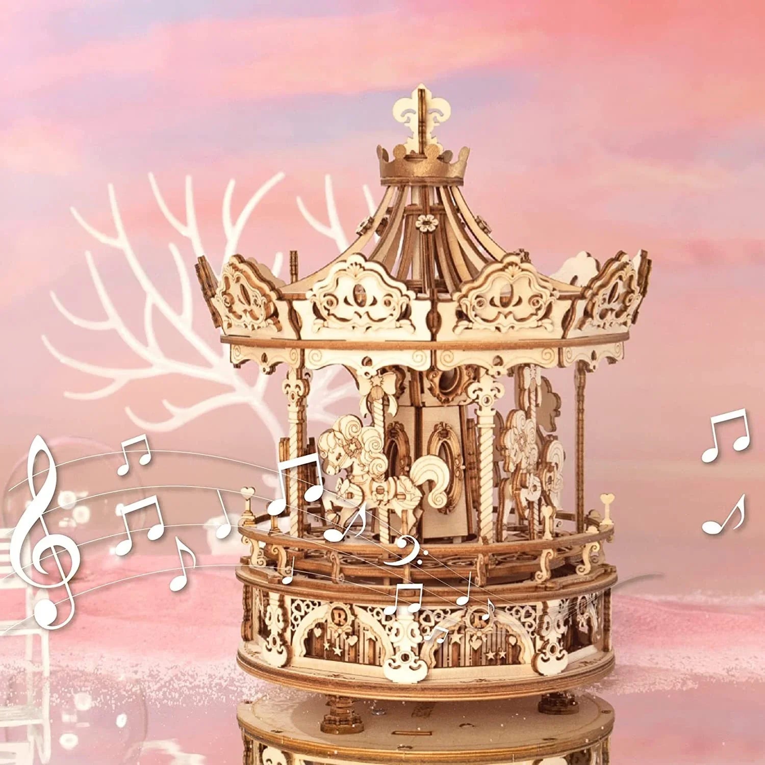 Romantic Carousel – 3D Wooden Puzzle Music Box Kit - Artyhabit