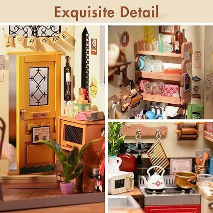 Happy Kitchen Miniature Dollhouse – DIY Puzzle Kit with LED - Artyhabit