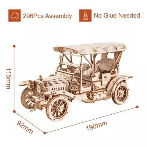 Vintage Car 3D Wooden Puzzle – ROKR MC801 DIY Model Kit - Artyhabit