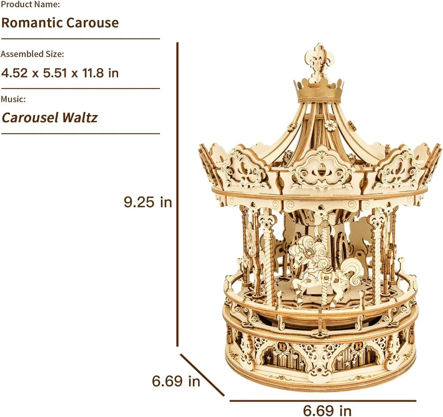 Romantic Carousel – 3D Wooden Puzzle Music Box Kit - Artyhabit