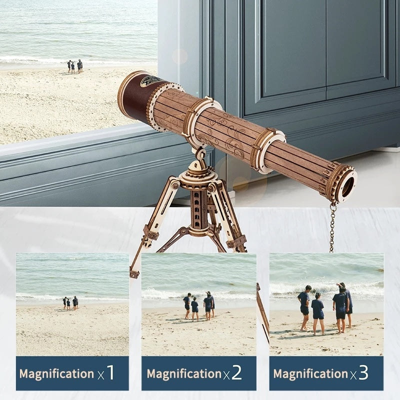 ROKR Monocular Telescope 3D Wooden Puzzle Kit – Functional Optics Model (ST004) - Artyhabit